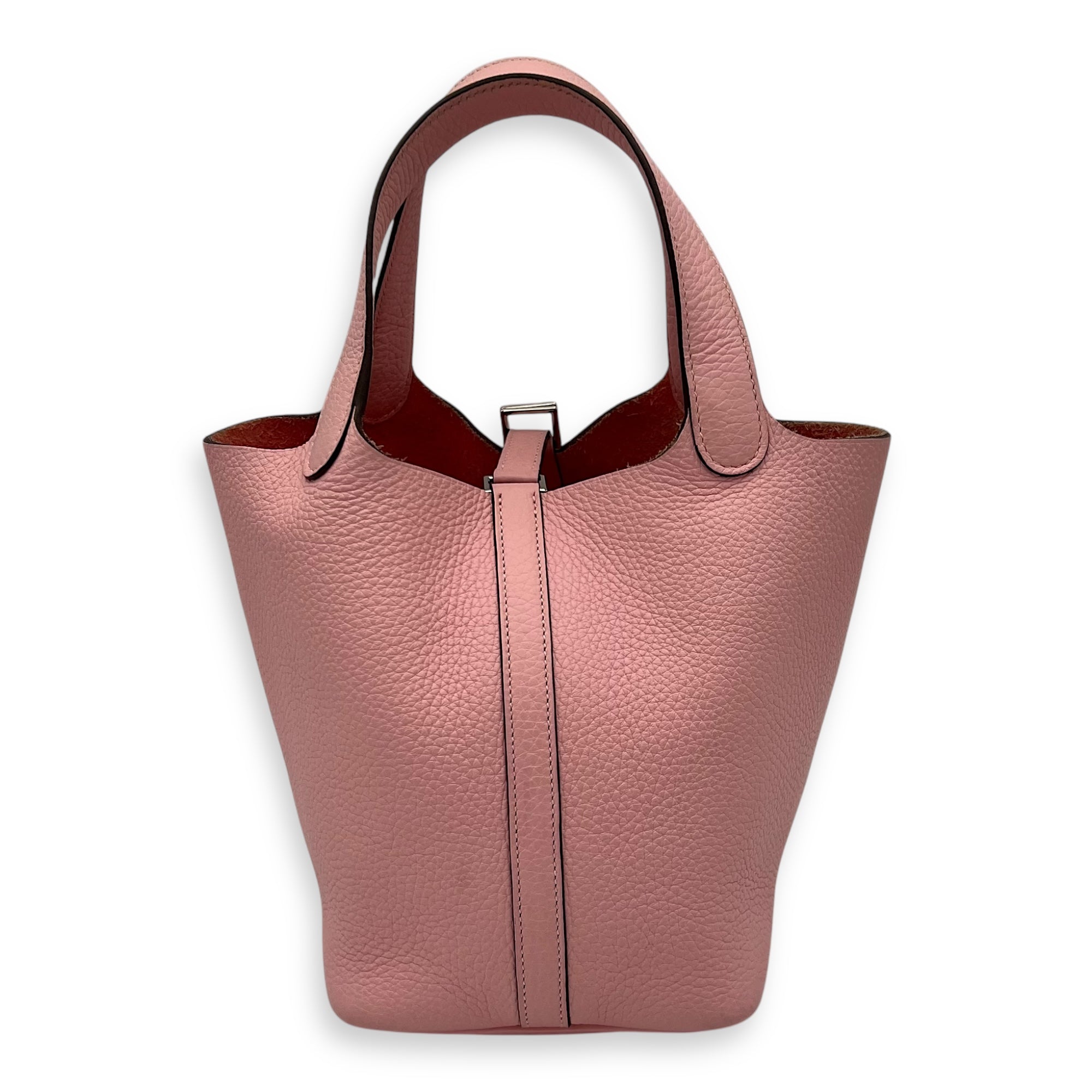 Picotin 18 Rose Sakura Top Handle Bag in Clemence, Palladium hardware - Image 3
