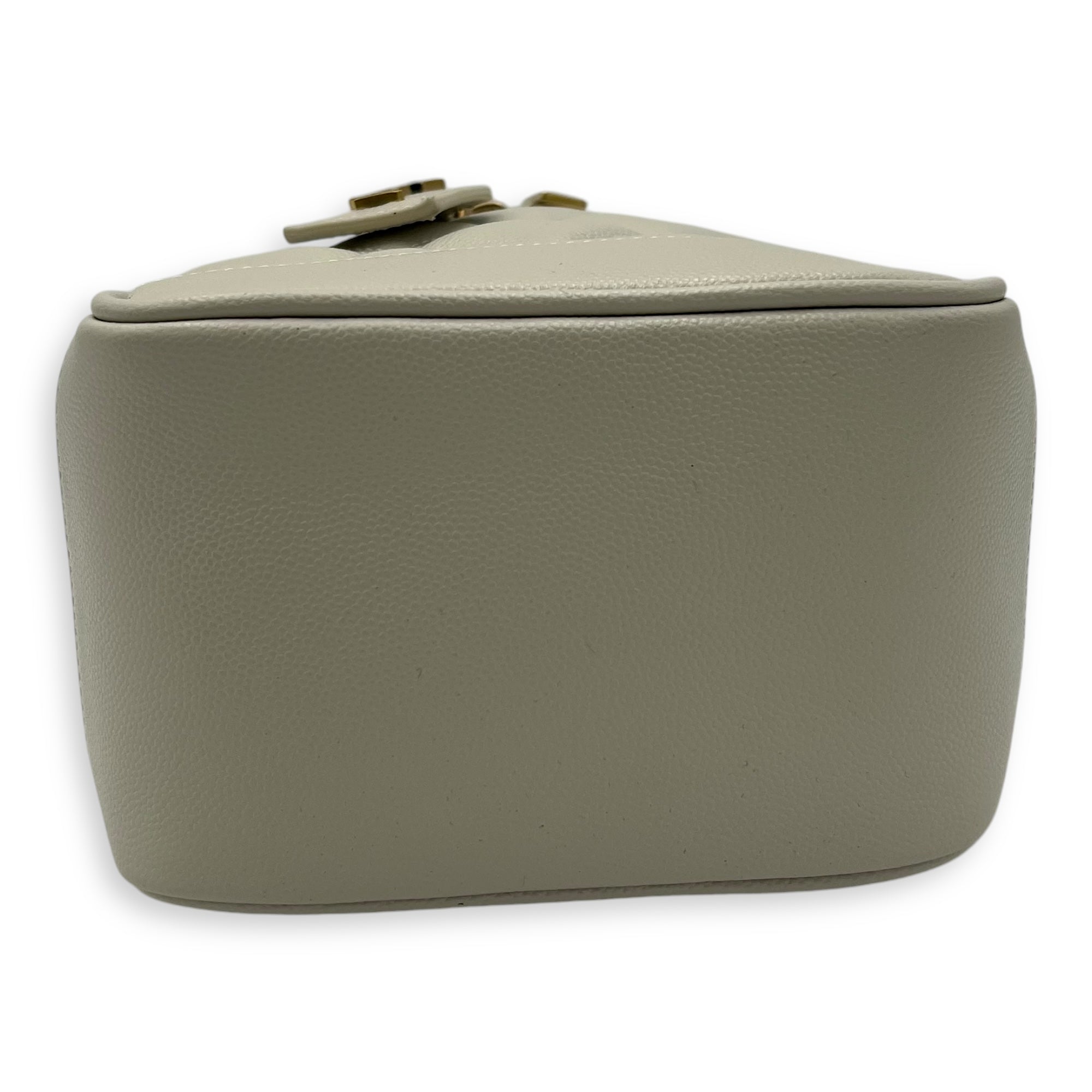 Quilted 80's Vanity Bag White in Calfskin, Gold hardware - Image 6