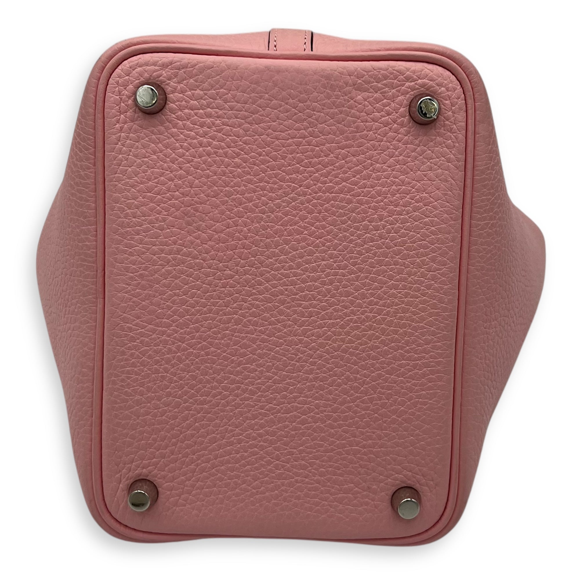 Picotin 18 Rose Sakura Top Handle Bag in Clemence, Palladium hardware - Image 6