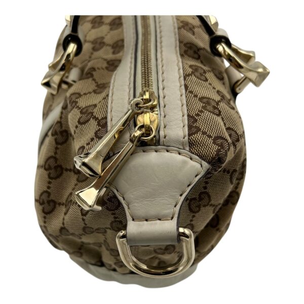 Boston Top Handle Bag Brown in Canvas, Gold hardware - Image 14