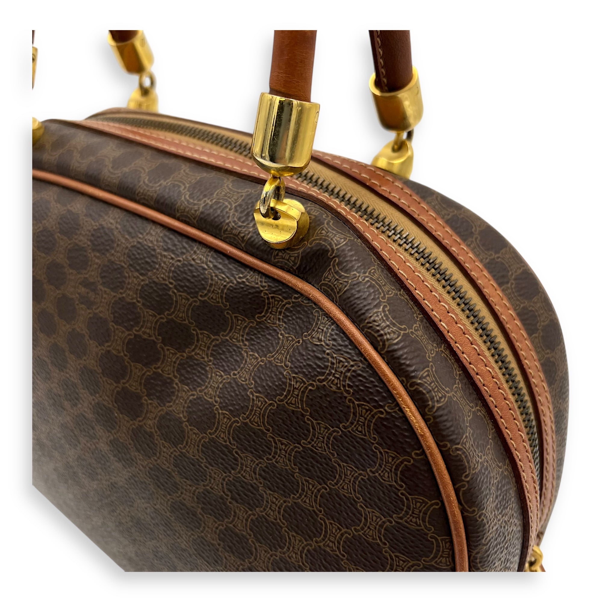 Macadam Top Handle Bag Brown in Coated Canvas, Gold hardware - Image 13
