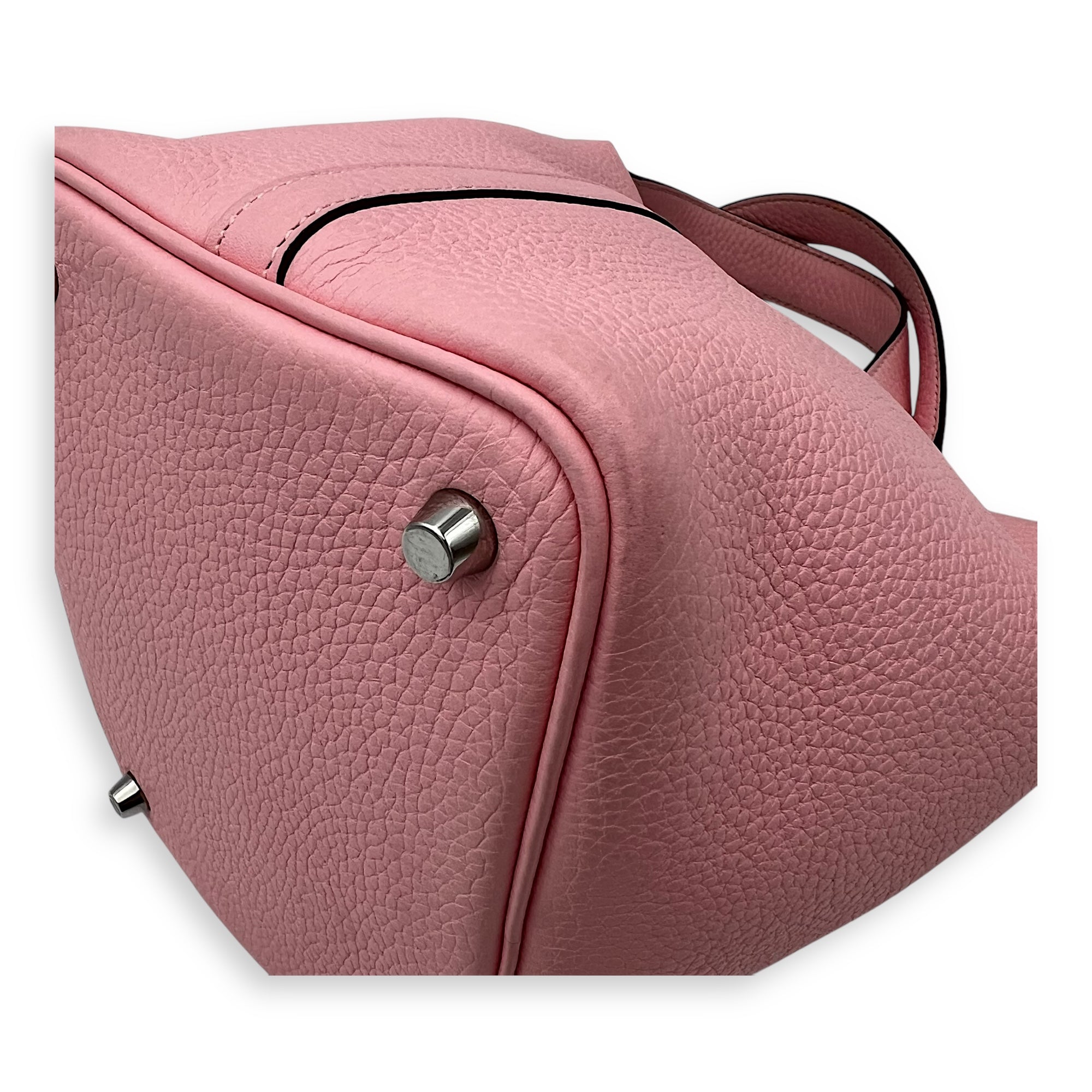 Picotin 18 Rose Sakura Top Handle Bag in Clemence, Palladium hardware - Image 11