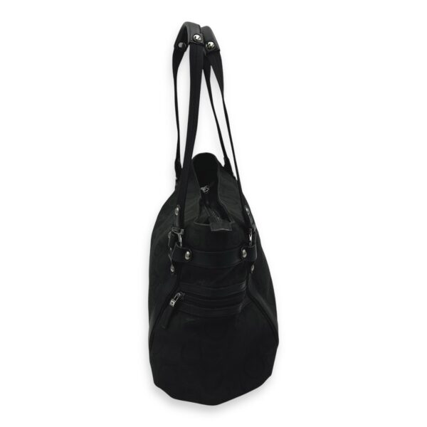 Vintage Black Shoulder Bag in Canvas, Silver hardware - Image 5