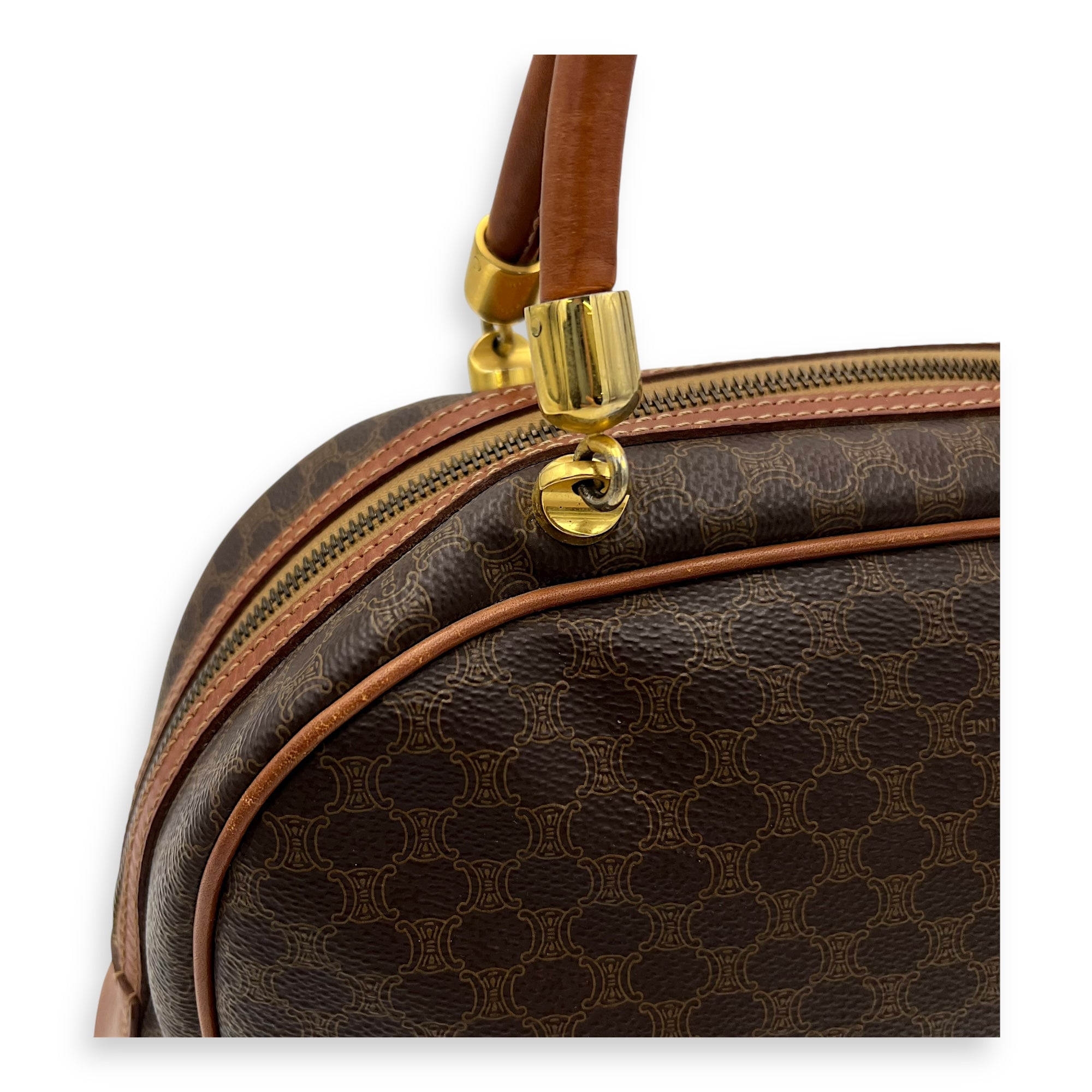 Macadam Top Handle Bag Brown in Coated Canvas, Gold hardware - Image 12
