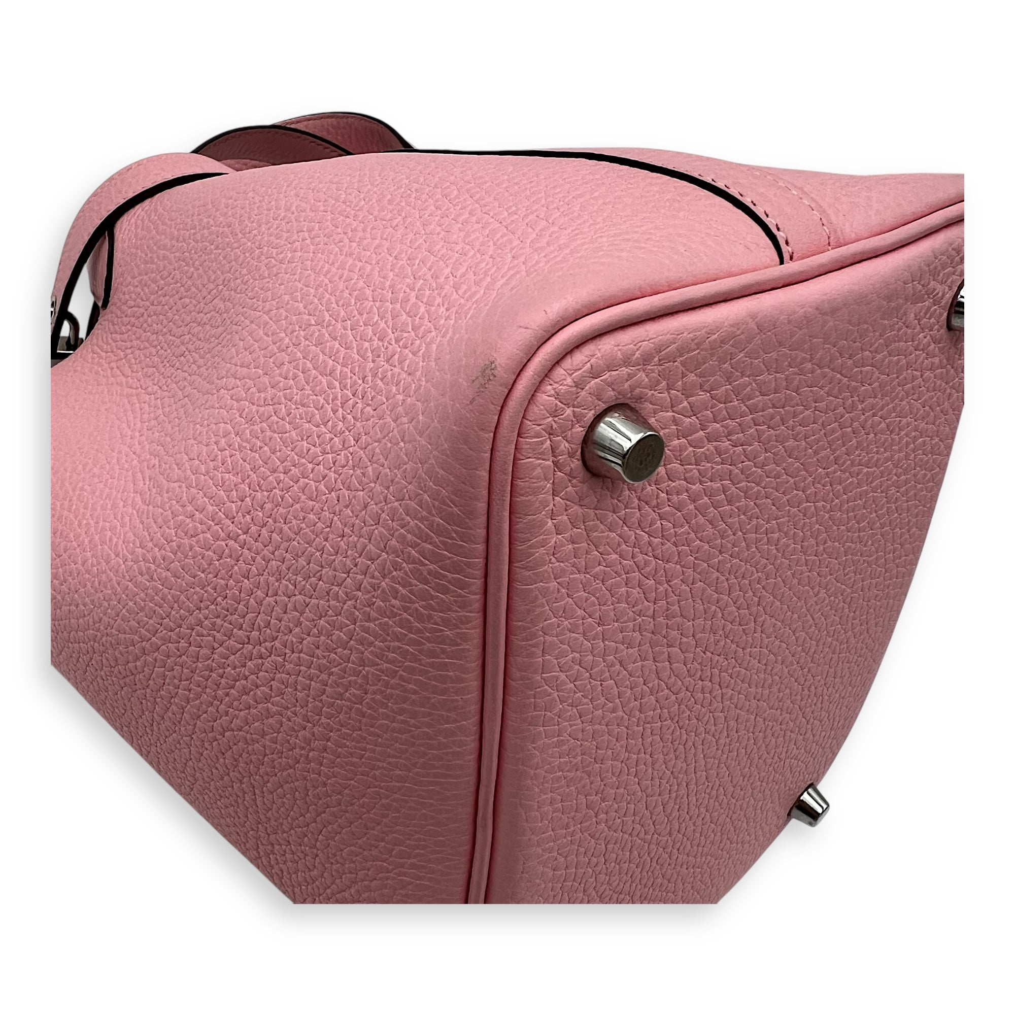 Picotin 18 Rose Sakura Top Handle Bag in Clemence, Palladium hardware - Image 10