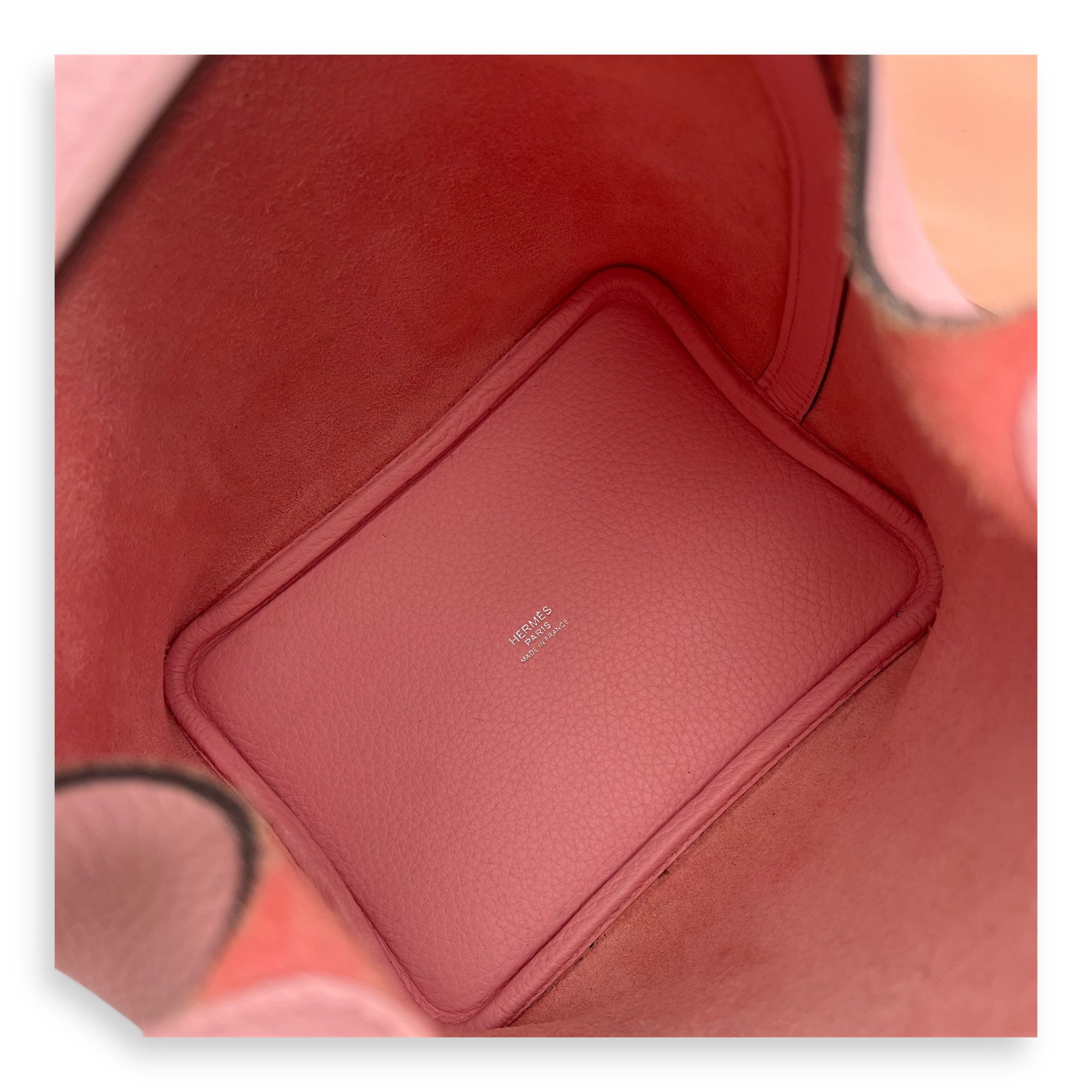 Picotin 18 Rose Sakura Top Handle Bag in Clemence, Palladium hardware - Image 7