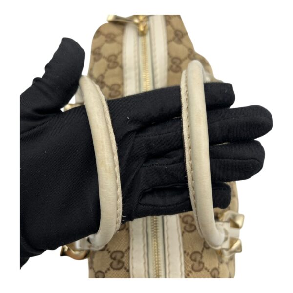 Boston Top Handle Bag Brown in Canvas, Gold hardware - Image 8