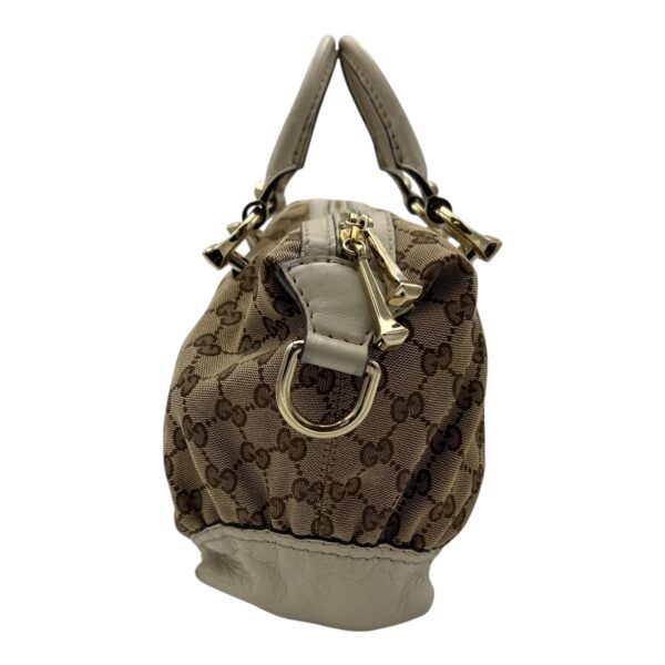 Boston Top Handle Bag Brown in Canvas, Gold hardware - Image 5