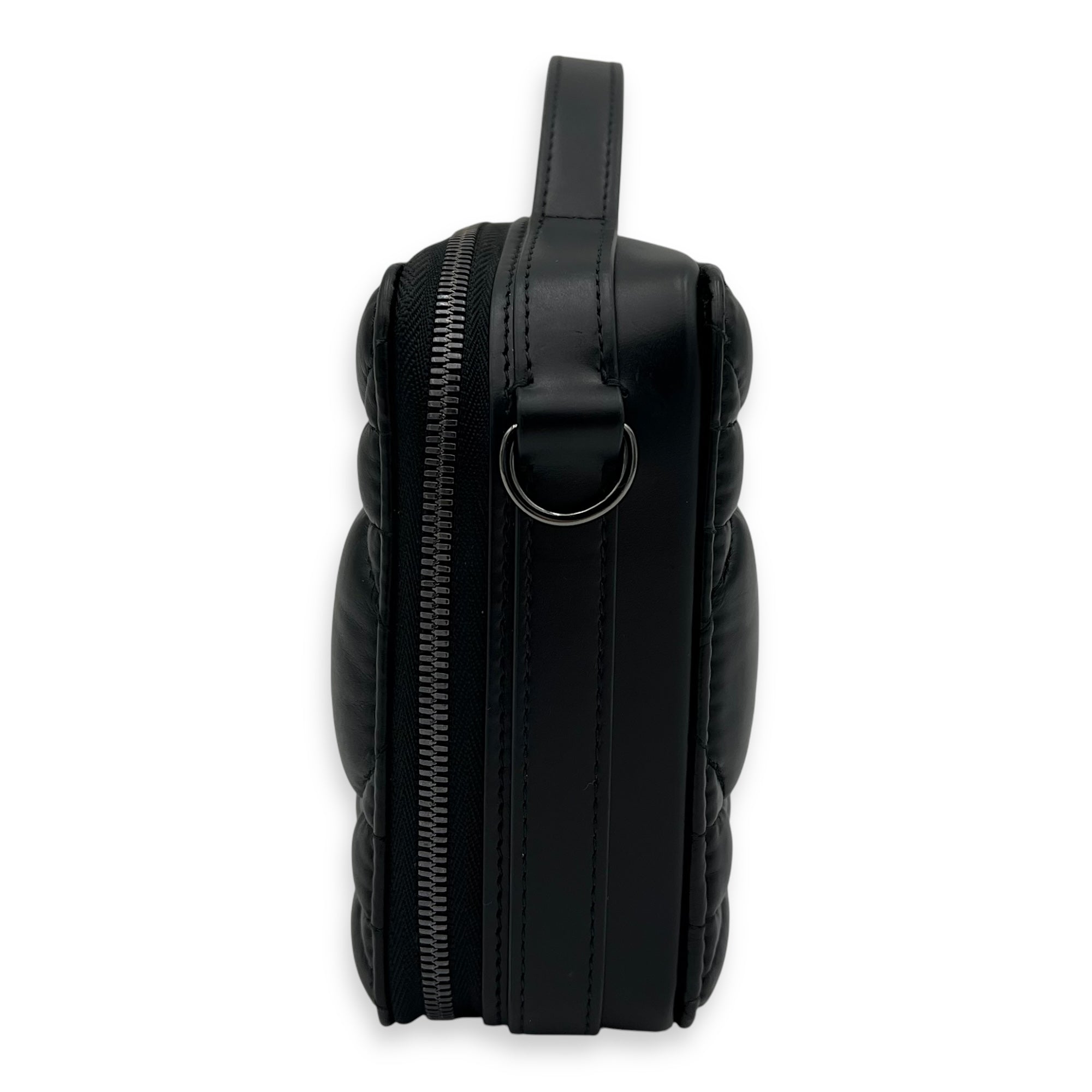 Caro Shoulder Bag Box Black in Calfskin, Gunmetal hardware - Image 5