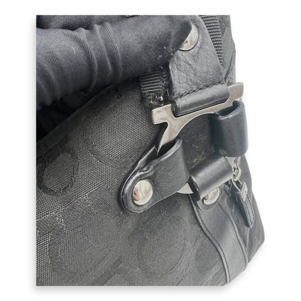 Vintage Black Shoulder Bag in Canvas, Silver hardware - Image 9