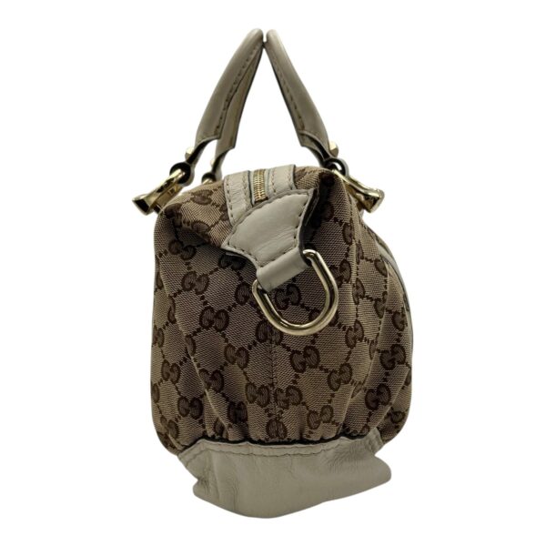 Boston Top Handle Bag Brown in Canvas, Gold hardware - Image 4