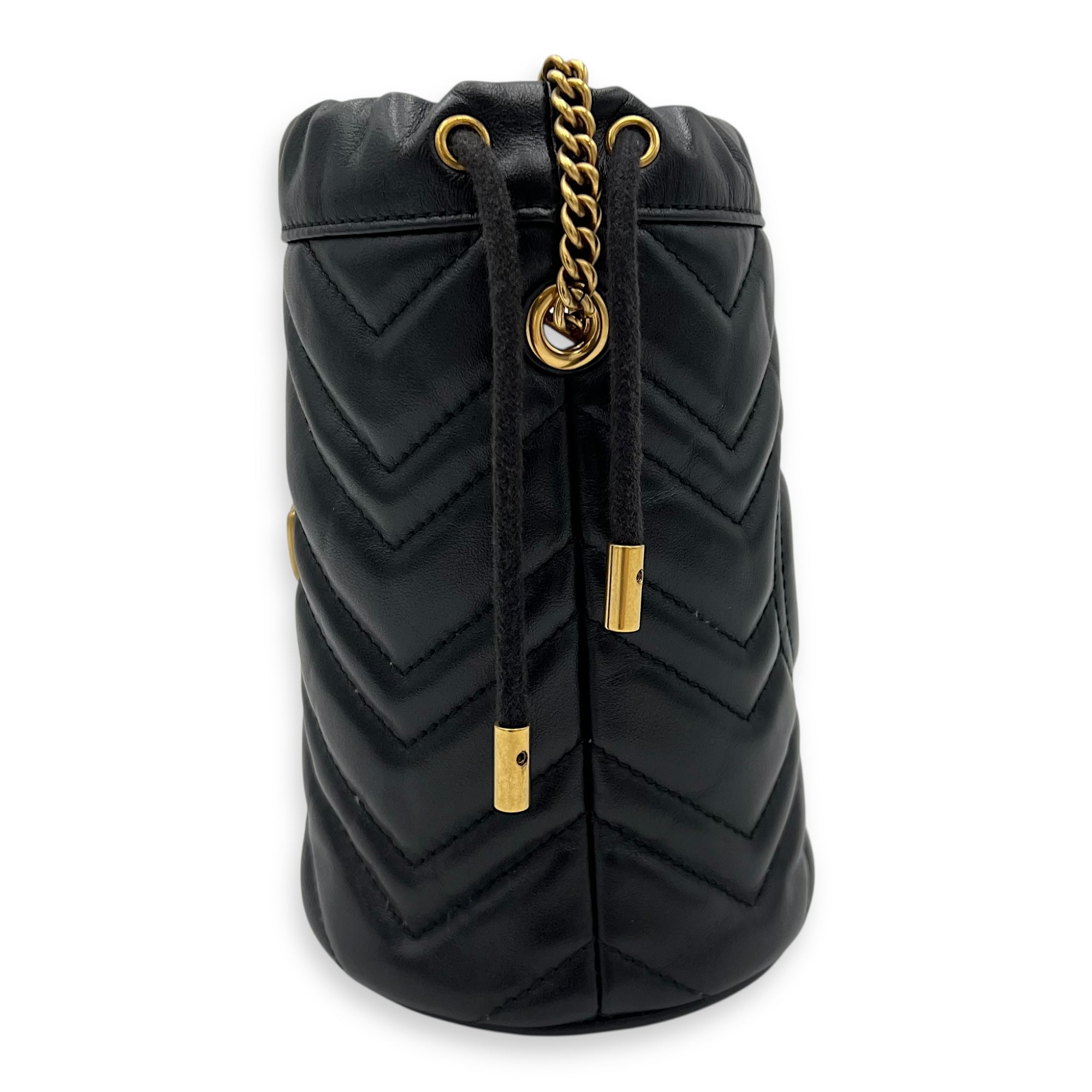 GG Bucket Bag Black in Calfskin, Gold hardware - Image 4