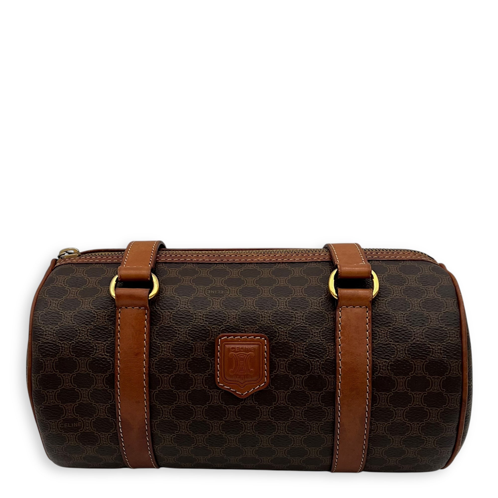 Macadam Shoulder Bag Brown in Coated Canvas, Gold hardware