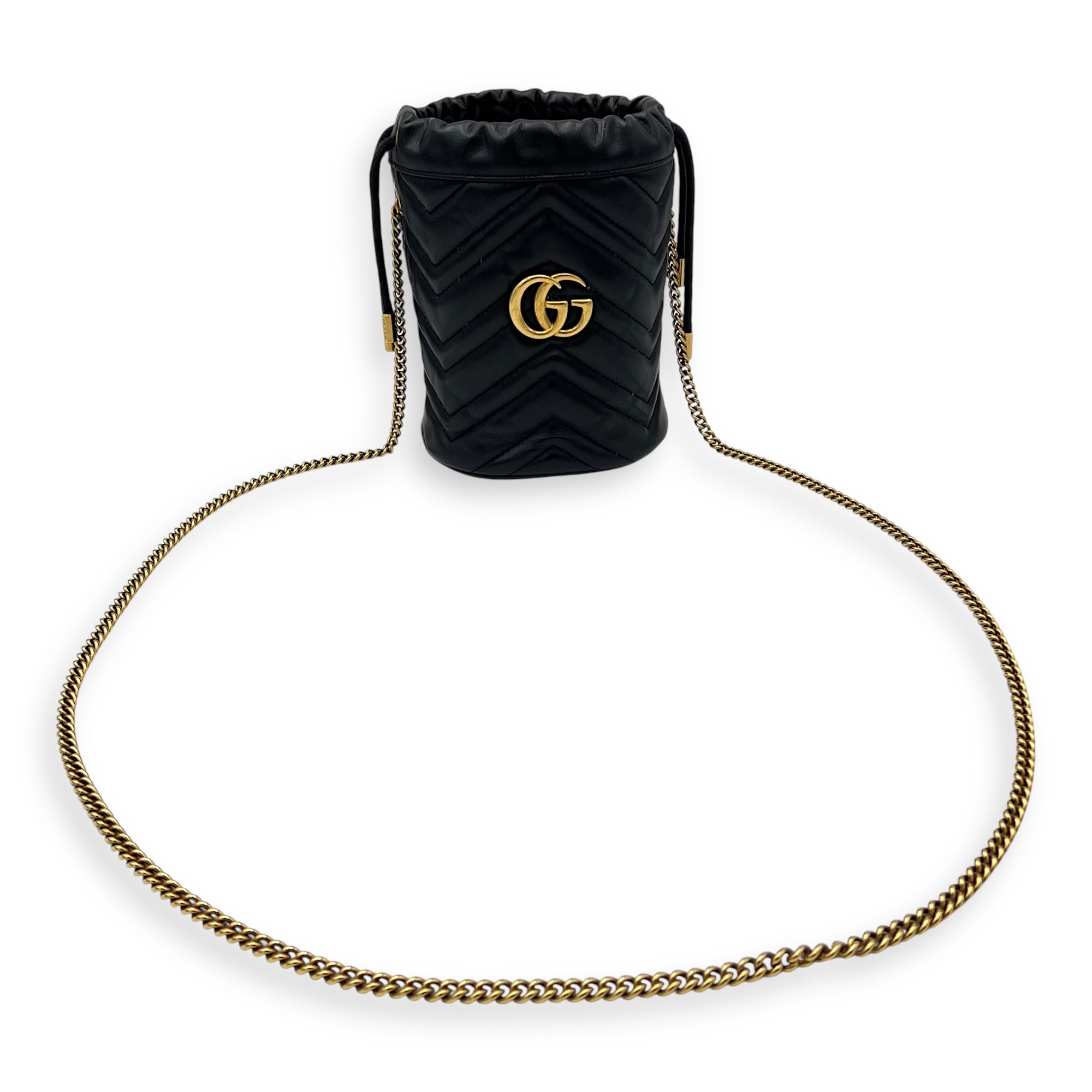 GG Bucket Bag Black in Calfskin, Gold hardware - Image 12