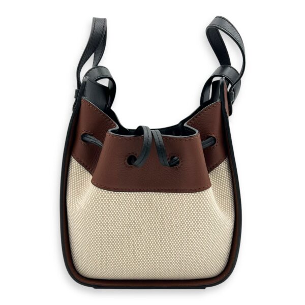Hammock Shoulder Bag Mini Black White Brown in Canvas & Calfskin, Gold hardware - Image 5