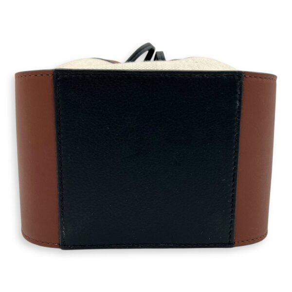 Hammock Shoulder Bag Mini Black White Brown in Canvas & Calfskin, Gold hardware - Image 6