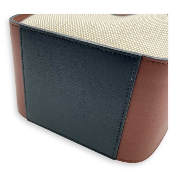 Hammock Shoulder Bag Mini Black White Brown in Canvas & Calfskin, Gold hardware - Image 7