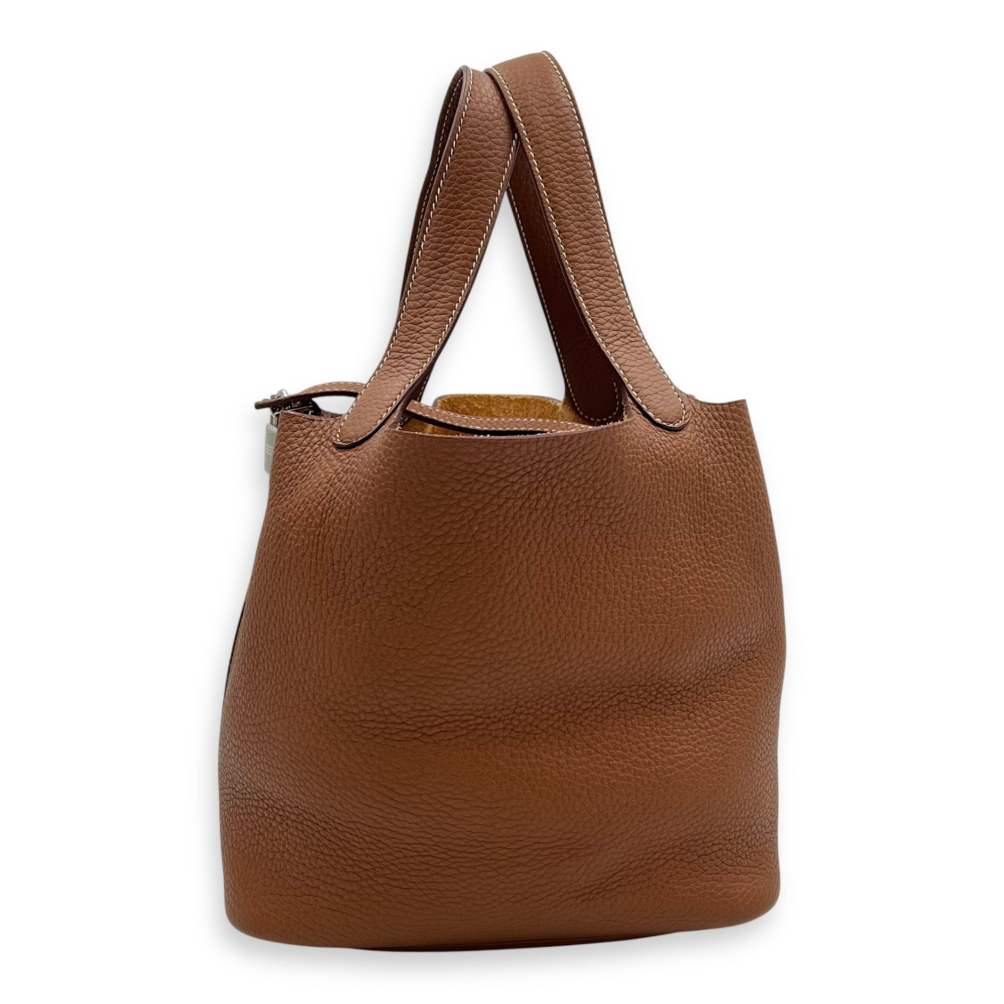 Picotin 22 Gold Top Handle Bag in Clemence, Palladium hardware - Image 5