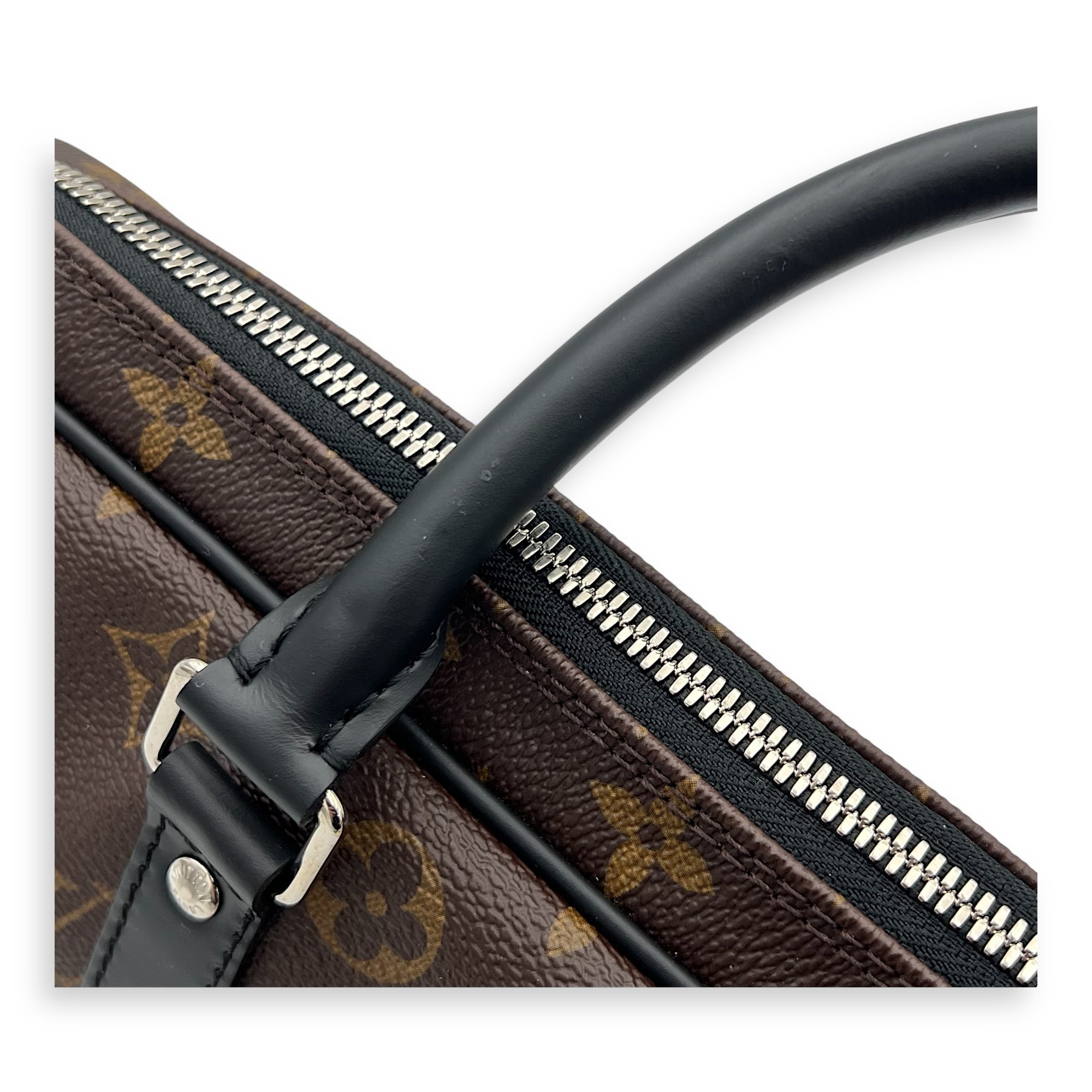 Porte Document Top Handle Bag Brown in Monogram Coated Canvas, Silver hardware - Image 7