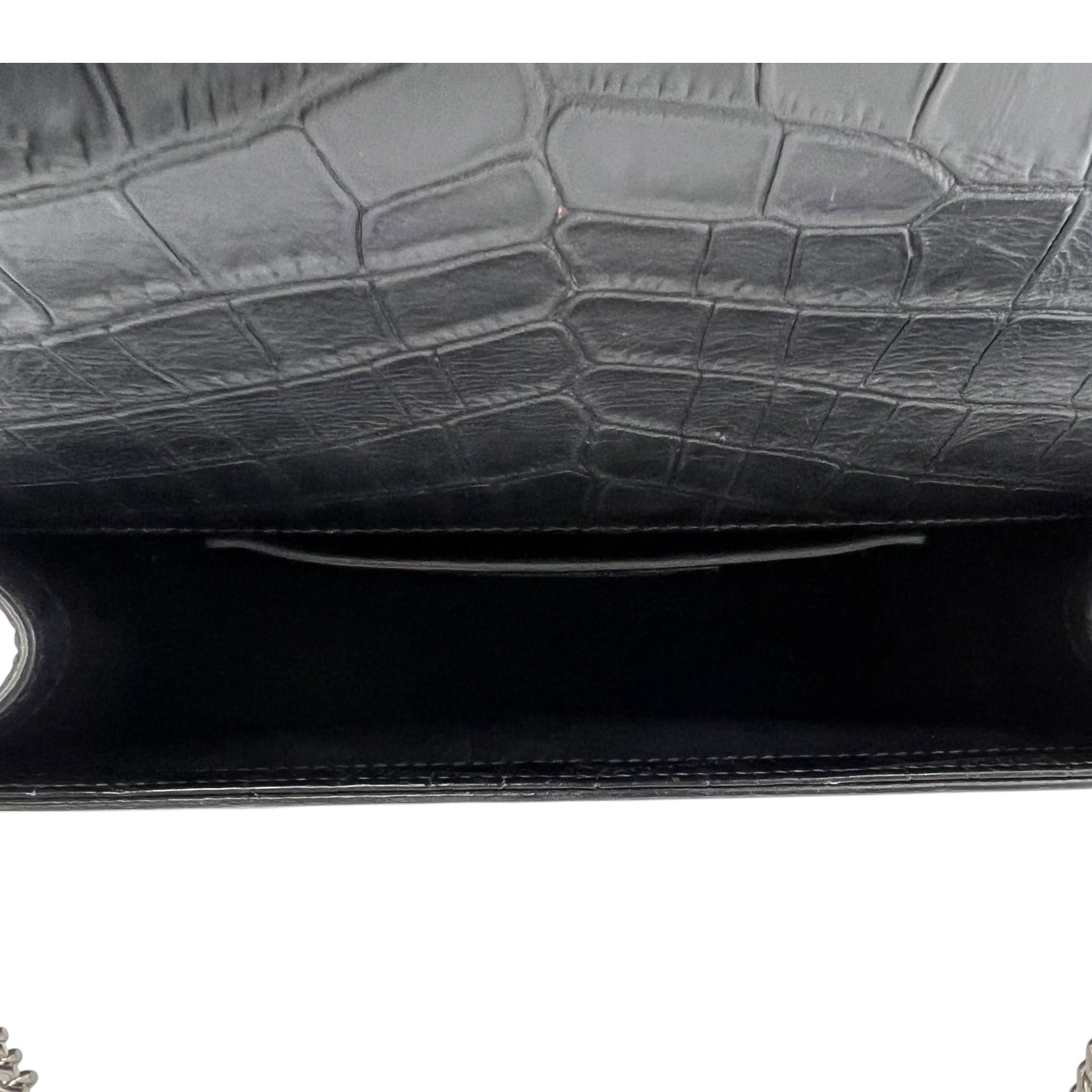Kate Crossbody Bag Black in Crocodile Embossed Calfskin, Silver hardware - Image 6
