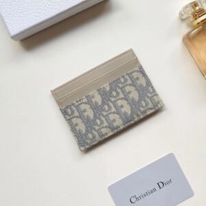 Dior 30 Montaigne Card Holder Oblique Motif Canvas With CD Icon Signature Grey