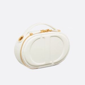 Dior CD Signature Oval Camera Bag Calfskin White