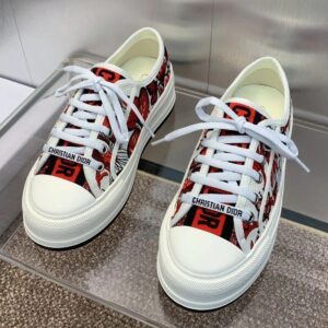 Walk'n'Dior Platform Sneakers Unisex Le Coeur des Papillons Motif Canvas Red